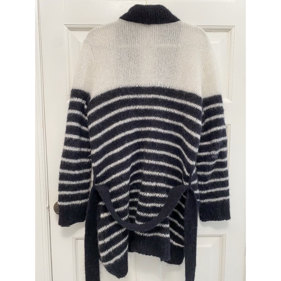 AUTH Balmain Women’s Belted Striped Cardigan Coat Mohair Wool UK 12 EU 40 - Picture 5 of 6